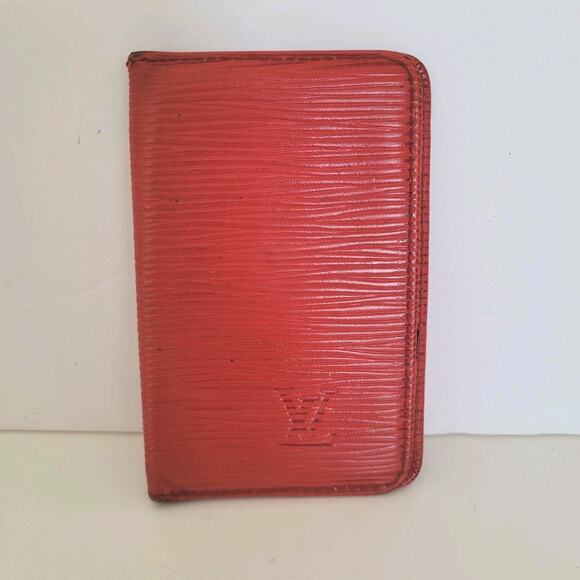 Louis Vuitton Epi Cartes Crédit Wallet Small Card Holder Red Leather Retro Logo - Picture 1 of 8
